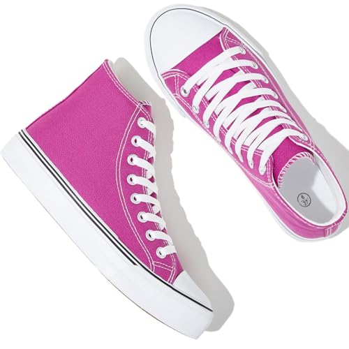 Image of yageyan Womens High Top Canvas Sneakers Lace up Fashion Shoes for Women Casual Classic