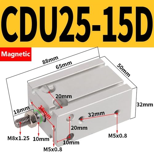 Cylindre à installation gratuite CDU25-15D magnétique alésage 20/25