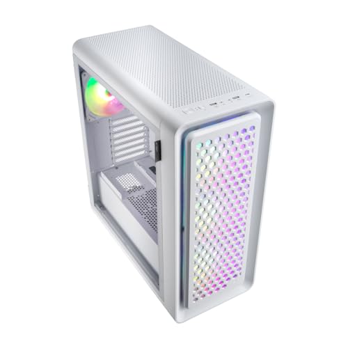 Gabinete para PC FSP CUT593 Series Full Tower con paneles laterales de vidrio templado y 4 ventiladores ARGB de 140 mm (modelo CUT593P, color blanco) miniatura 2