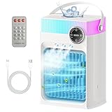 Portable Air Conditioners, Mini AC Unit Cooling Fan for Bedroom,1200ML Small Air Cooler Fans with Remote, 3 Mist,3 Speed,8 Light,2-8H Timer Personal AC Portable for Office Camping Car Desk(White)