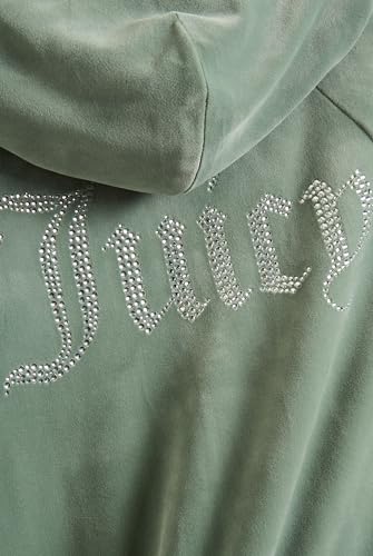 Juicy Couture Madison damska bluza z kapturem, bluza z kapturem i zamkiem błyskawicznym, welurowa bluza z kapturem, Chinois Green, S