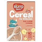 Slurrp Farm Multigrain Baby Cereal | Ragi, Almond & Banana | No Added Sugar, No Milk, No Preservatives | High in Fiber & Protein | Healthy & Easy-to-Digest Food for Toddlers | 7.05 Oz (200g)