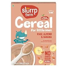 Slurrp Farm Multigrain Baby Cereal | Ragi, Almond & Banana | No Added Sugar, No Milk, No Preservatives | High in Fiber & Protein | Healthy & Easy-to-Digest Food for Toddlers | 7.05 Oz 200g