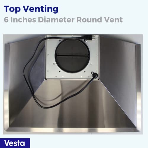 Vesta Milan 30 Inches 800Cfm Stainless Steel European Style Wall Mount Range Hood With Led Lights Touch Screen Round Front Edges #TOP5