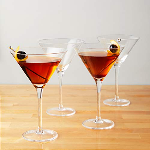 Image of True Manhattan Martini Glass, Crystal Cocktail Coupes, Clear Glass, Cocktail glass set, Dishwasher Safe, Holds 12 oz., Set of 4