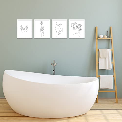 Insire Minimalist Wall Art, Bedroom Wall Art, Line Art Wall Decor, Feminine Wall Art, Silhouette Wall Art, Woman Silhouette Wall Art, Line Drawing Wall Art - Unframed Set Of 4 (8X10) #TOP6
