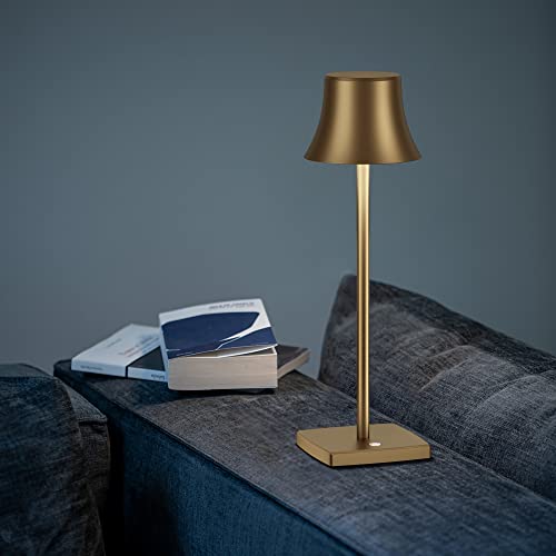 Yiben Cordless Table Lamp, Rechargeable Battery 5000Mah Metal Aluminum Housing Usb Led Portable Powered Desk Lamp, 3 Levels Brightness Night Light For Restaurants Bedroom Outdoor (Antiqued Gold) #TOP1