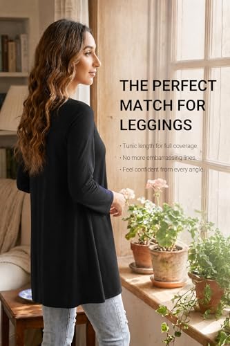 Image of ENMAIN Womens Tops 3 /4 Sleeve Tunic Tops Dressy Casual Plus Size Tunic To Wear With Leggings Swing Shirt Loose Fit Blouses