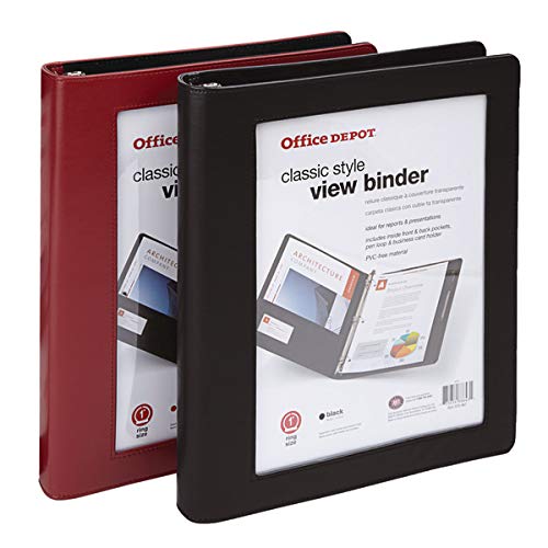 Office Depot Classic-Style View Binder, 1in. Rings, Assorted Colors, N20113752-1