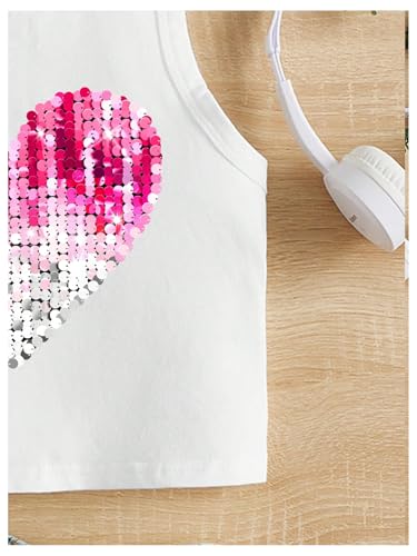 GORGLITTER Girl's Tank Tops Heart Print Sleeveless Crew Neck Summer Cute Crop Tops4