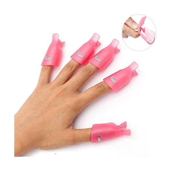 HiMo-10PC-Plastic-Acrylic-Nail-Art-Soak-Off-Cap-Clip-UV-Gel-Polish-Remover-Wrap-Tool-Pink HiMo 10PC Plastic Acrylic Nail Art Soak Off Cap Clip UV Gel Polish Remover Wrap Tool (Pink)