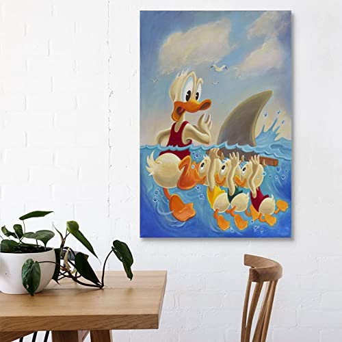 Kjs Donald-Duck Swimming Fright Poster Decorative Painting Canvas Wall Art Living Room Posters Bedroom Painting 16X24Inch(40X60Cm) #TOP2