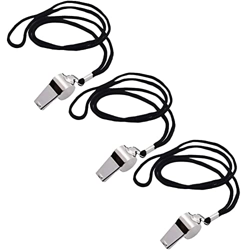 Silbatos metálicos para árbitro 3 pzas con cordón miniatura 1