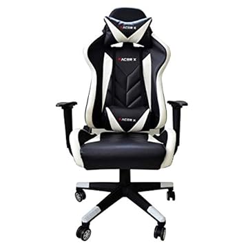 Cadeira Gamer para Computador Racer-X Modelo Rush Reclinável Preta e Branca