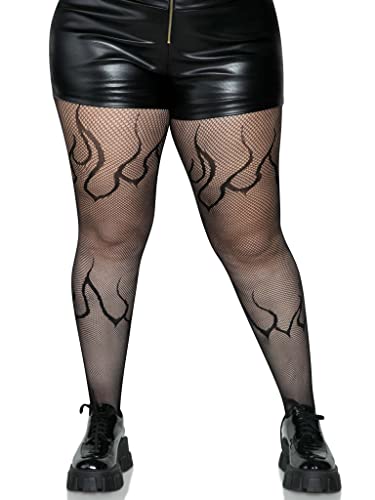 Leg Avenue Women Flame Net Tights. adult exotic hosiery, Black, 1X US - Image 4