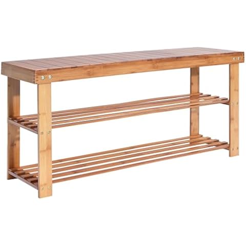 Hododou 2 Tier Bamboo Shoe Rack and Bench Cover