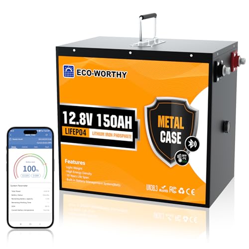 Batteria LiFePO4 ECO-WORTHY 12V 8Ah – 3000 Cicli, BMS Integrato, Leggera 1,05 Kg, Per Campeggio E Solare