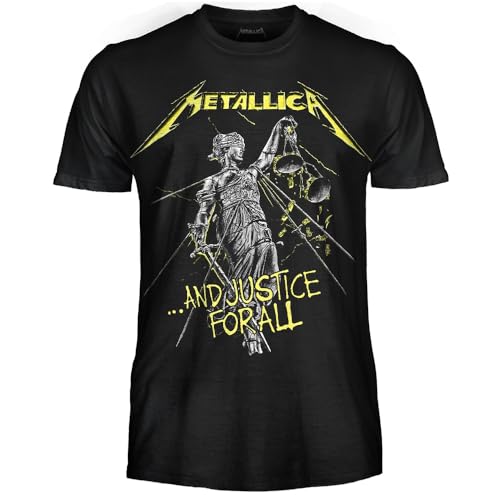 Camiseta Metallica And Justice for all. Camiseta de rock oficial. Banda de heavy metal. Camiseta unisex para adulto y niño., M