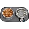 GORILLA GRIP Feeding Mat Set, Patent Pending 100% Waterproof BPA Free Silicone, Stainless Steel Cat and Dog Bowls, Slip Resistant, High Edges Catch Water Food, US Designed Pet Accessories, 2 Cup Gray