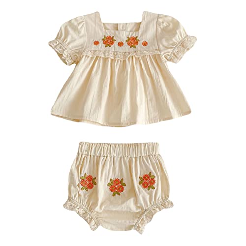 Image of IMEKIS Toddler Baby Girl Mexican Dress Romper Embroidered Sisters Matching Outfits Ethnic Wear Summer Sundress