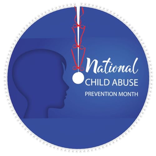 Child Abuse Prevention Awareness Month Christmas Tree Skirt 36" Round Xmas Tree Skirts with Pom Pom Trim Tree Mat Decor for Home Holiday Party
