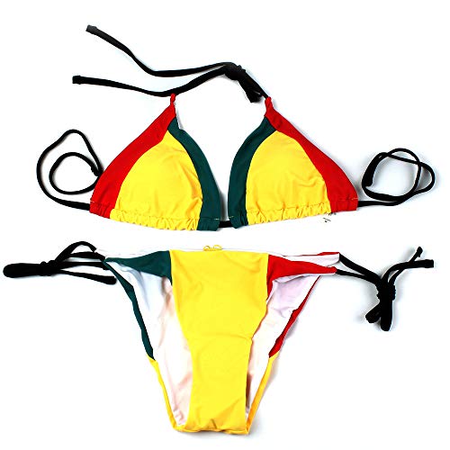 Women's Fashion Caribbean Rasta African Yellow Red Green Bikini Swimsuit Swimwear2