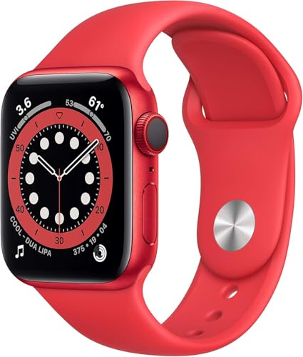 Apple Watch Series 6 (GPS, 44mm) - Red Aluminum Case with Red Sport Band (Renewed)