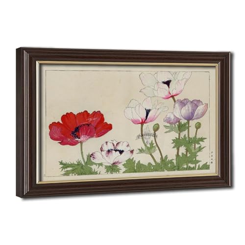 Impression giclée de coquelicots Bertha Lum toile vintage grand format sans reflets avec cadre