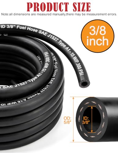 Image of 3 /8 Inch Marine Fuel Line Hose 25FT NBR Rubber SAE J1527 Type A1-15