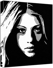 Michelle Trachtenberg (100% Original Painting. Not A Print ) Acrylic Paint On Deep Framed Canvas (60 x 50 x 1.8 cm) 3-Colour Black/Grey/White-image-8