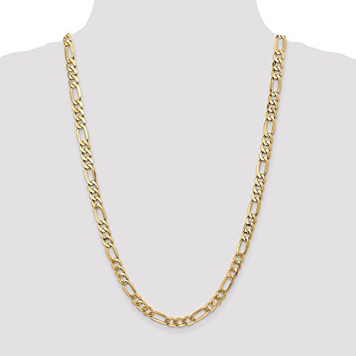 14k Yellow Gold 7mm Flat Link Figaro Chain Necklace 18 Inch Pendant Charm Fine Jewelry For Women Gifts For Her 14k Yellow Gold 7mm Flat Link Figaro Chain Necklace 18 Inch Pendant Charm Fine Jewelry For Women Gifts For Her - Image 7