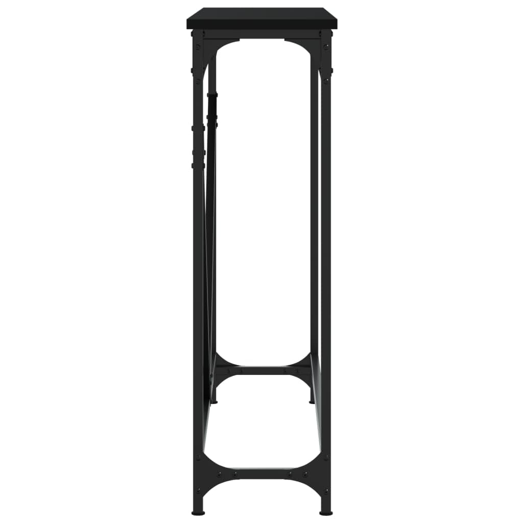 Tavolo consolle nero, 102 x 22,5 x 75 cm, in legno con telaio in metallo, gambe regolabili, ripiano per corridoio, soggiorno, camera da letto, tavolino stabile con spazio per riporre oggetti