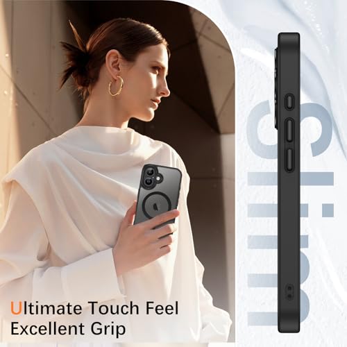 Image of YINLAI for iPhone 17 Case 6.3-inch,Magnetic Compatible with MagSafe, Slim Matte Anti-Fingerprint, Shockproof Full Body Military Grade Protection for iPhone 17 Cover, Black