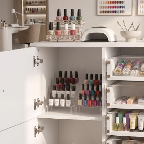 Image of Timechee Nail Polish Salon Storage Cabinet with 25 Clear Acrylic Drawers