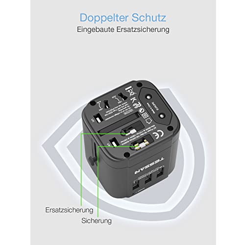 Reiseadapter TESSAN für internationale Steckdosen mit 3 USB-A Anschlüssen