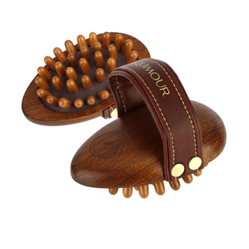 Equimour Massagestriegel – Pferdestriegel aus Holz mit stabilen Holznoppen & flexiblem Gummikissen – Für effektive Massage, Durchblutung & Wellness-Pflege deines Pferdes