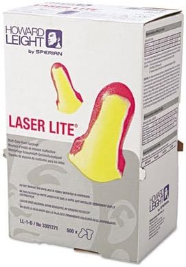 Laser Lite Single-Use Earplugs, 32NRR, Magenta/Yellow, 500 Pairs