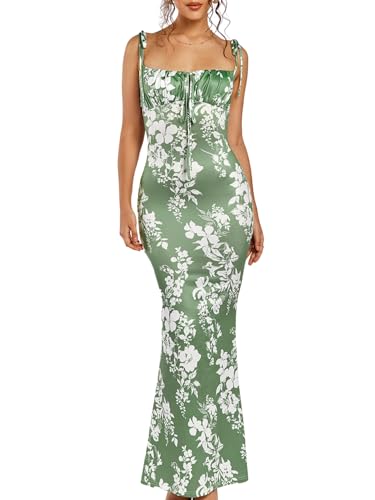 Parthea Women's Summer Floral Bodycon Backless Maxi Dress Sexy Lounge Slip Long Formal Party Evening Elegant Dress