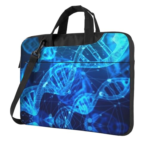 Sacoche pour ordinateur portable avec bandoulière et motif chaîne ADN