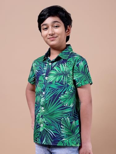 Image of Boys Printed Casual Shirt Short Sleeve Button Down Beach Shirt for Kids
