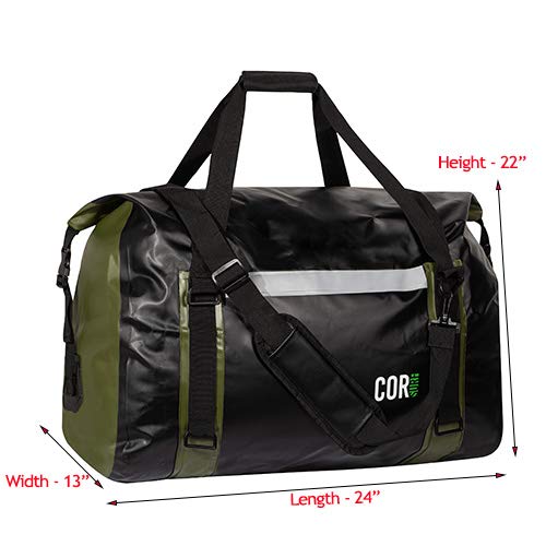 Cor Surf 100% Waterproof Duffle Bag And Weekend Bag For Women And Men, Roll-top Design With Sonically Welded Seams And Compression Straps To Keep Your Gear Dry (Huge 60 L, 24 x 2.1 x 14.2 inches)