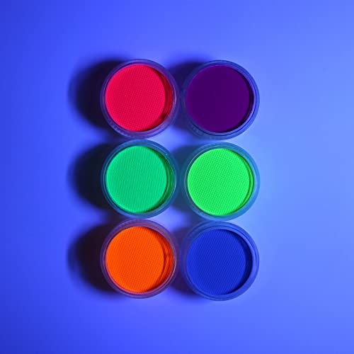 Ccbeauty 6 Uv Water Activated Eyeliner, Neon Black Light Glow In The Dark Face And Body Paint Makeup, Froscent Pigment Eyeshadow Powder, Halloween Costume And Club Makeup Set - Safe For All Skin Types - Easy On And Off, 6 Cakes #TOP1
