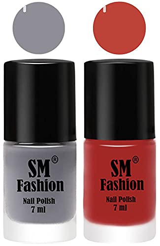 Image of Long Lasting Nail Polish | Nail Paint Combo 7 ml Each) - Set of 2 Gray-Dark Nude