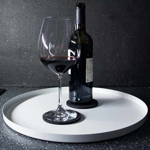 Plateau rond blanc DREIBERG Ø 40 cm en métal design chic pour table - 5