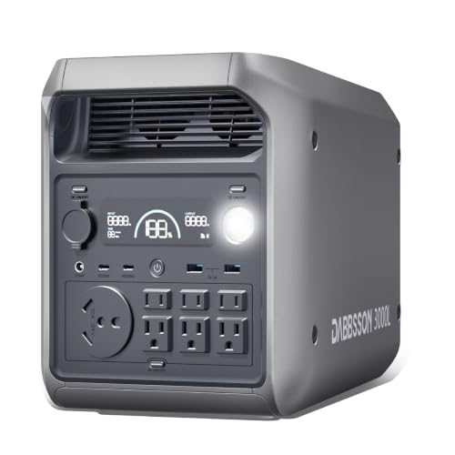 DABBSSON Portable Power Station 3000L, 3072Wh Semi-Solid LiFePO4 Battery, 3000W AC Output 6, 3600W Power Boost, Fast Charge, Solar Generator for Home Backup, Camping & RVs (Solar Panel Optional)
