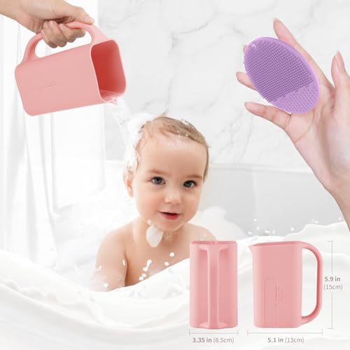 Image of Baby Bath Rinse Cup 100% Food Grade Silicone Wash Rinser Cup For Kids (Pink)