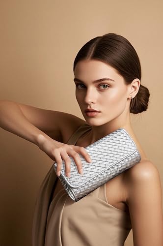 Image of Women's Woven Evening Bag Faux Leather Shoulder Handbag Fashion Crossbody Clutch Purse