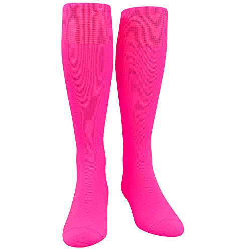 Ultralite Knee High Long Baseball Football Tube Socks, Hot Pink (Neon Pink)