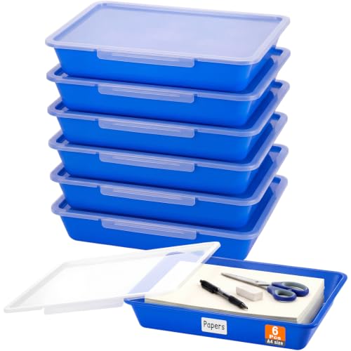Tinlade 6 Pcs Classroom Paper Storage Bins with Lids