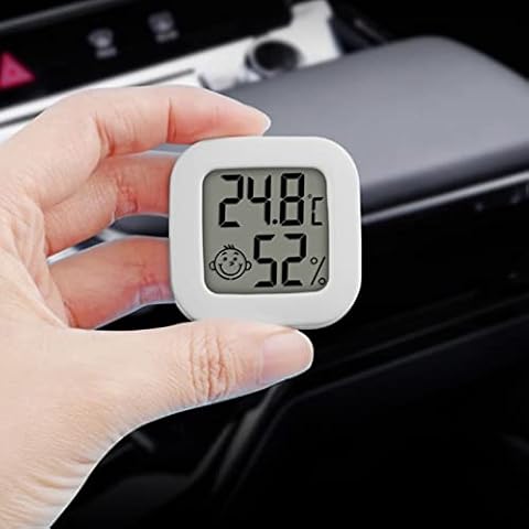 Reheyre Humidity Meter Gauge Air Comfort Indicator Plastic Electronic Low Power Mini Digital Thermometer Temperature Humidity Meter for Indoor Greenhouse/Cars/Home/Office White Cover